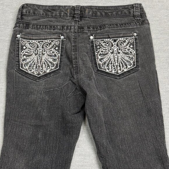 Nine West Womens Black Denim Vintage Bootcut Jeans Embellished Pocket Size 8/29P - Picture 4 of 16